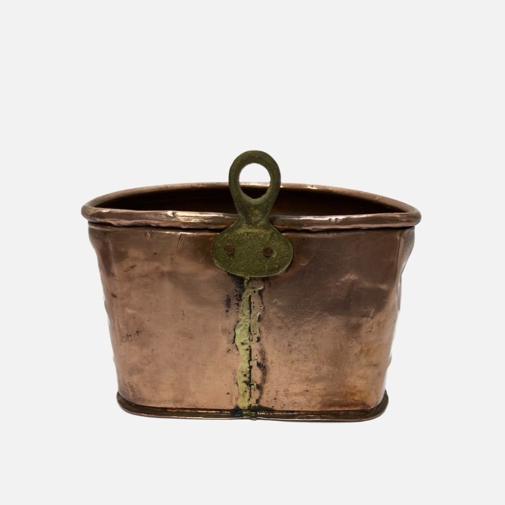 Vintage Solid Copper Hanging Flat Bottom Planter Caddy Made in Turkey size Med - Picture 2 of 7